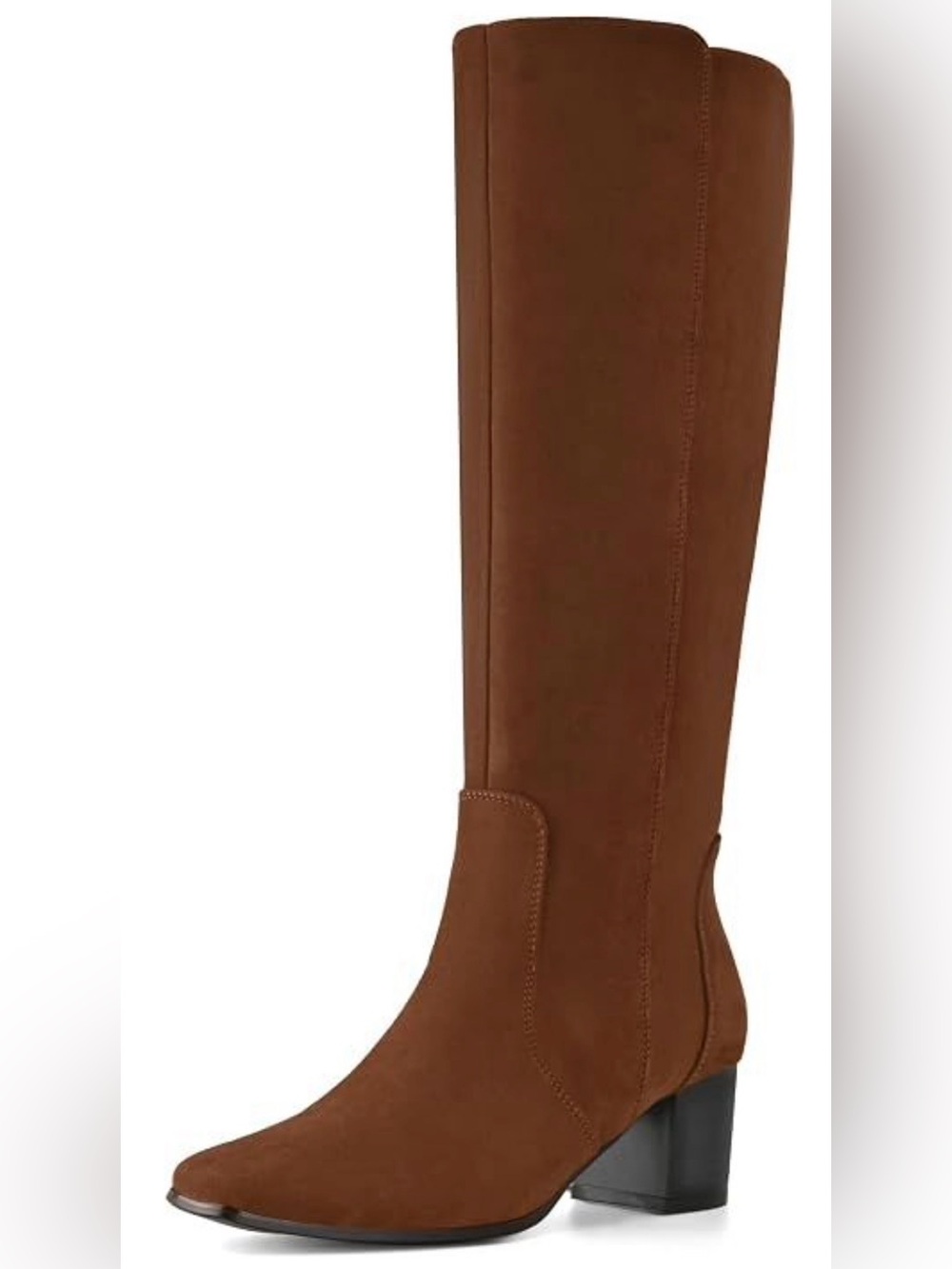 Shoe ‘N Tale Women’s Brown Knee-High Block Heel Boots - US Size 7.5/ Euro 38